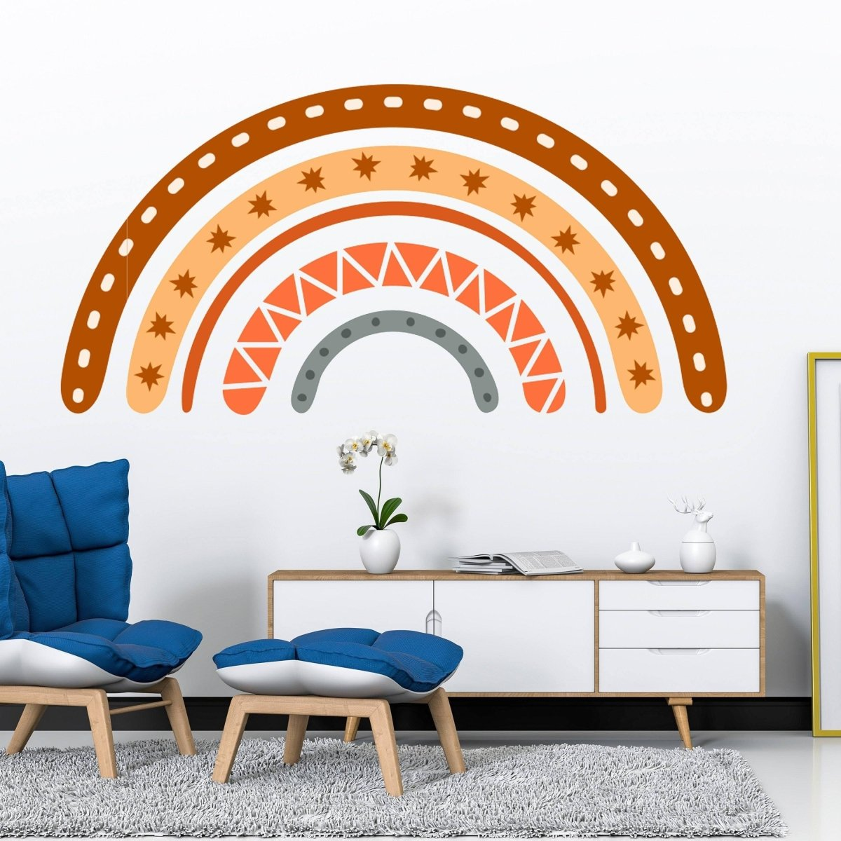 Boho Chic monivärinen seinätaide - taiteelliset sateenkaari seinätarrat