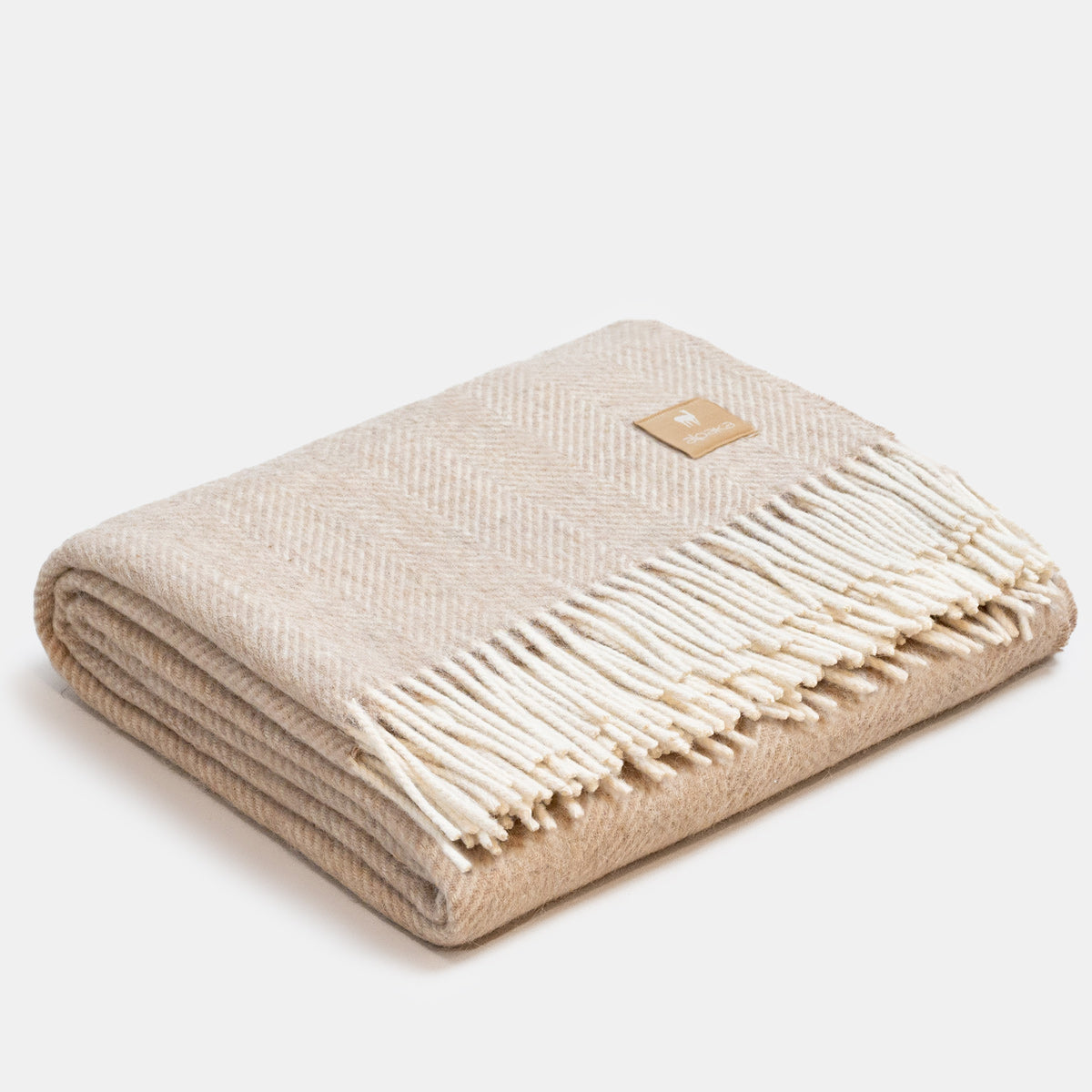 Natural Alpaca Wool Throw - Classic Fishbone