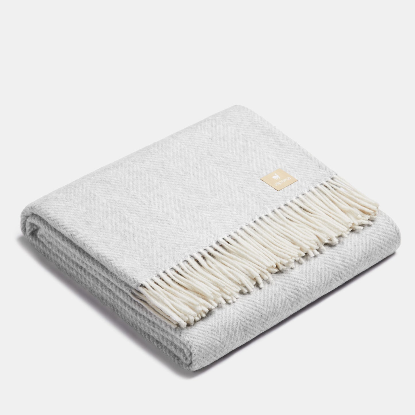 Natural Alpaca Wool Throw - Classic Fishbone